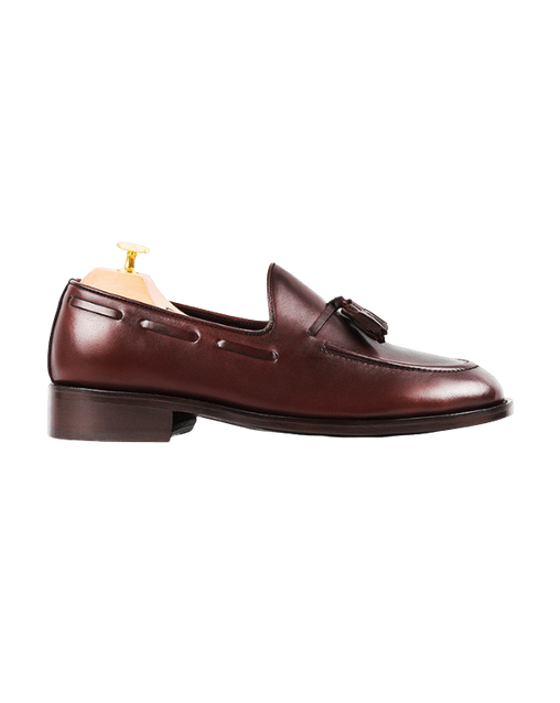 Tasselled apron loafer brown crust