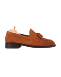 Tasselled apron loafer tan suede