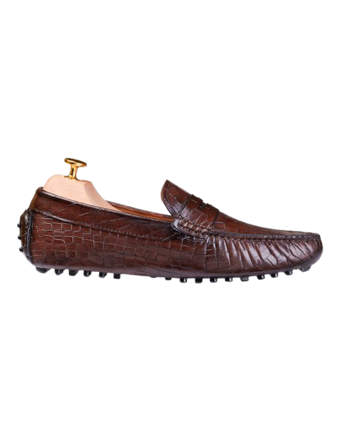 Crock print loafer brown crust