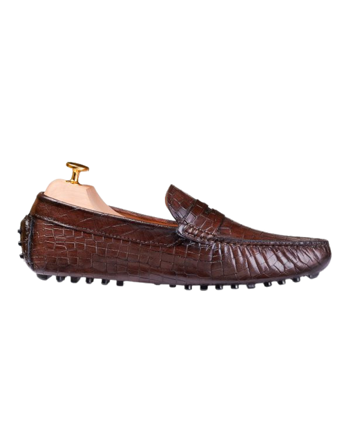 Crock print loafer brown crust