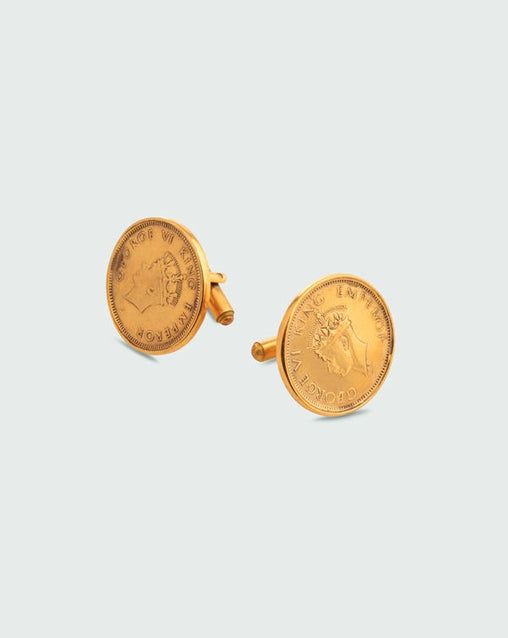 King george vi coin cufflinks round