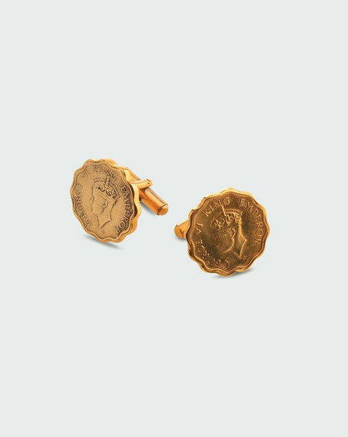 King george vi coin cufflinks wave