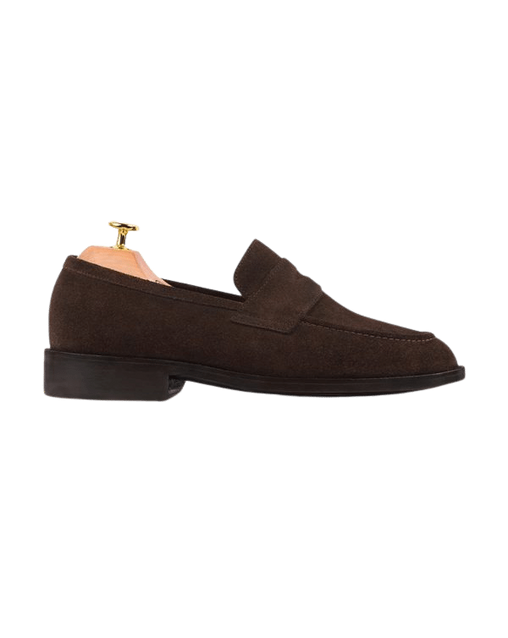 Apron loafer dark brown suede