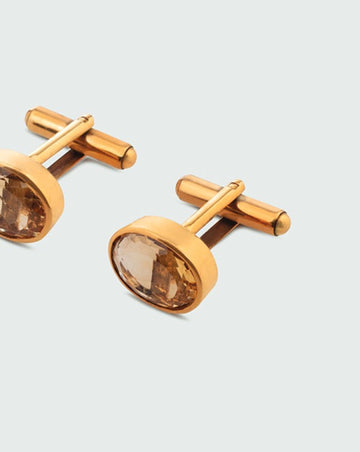 Yellow topaz gemstone cufflinks