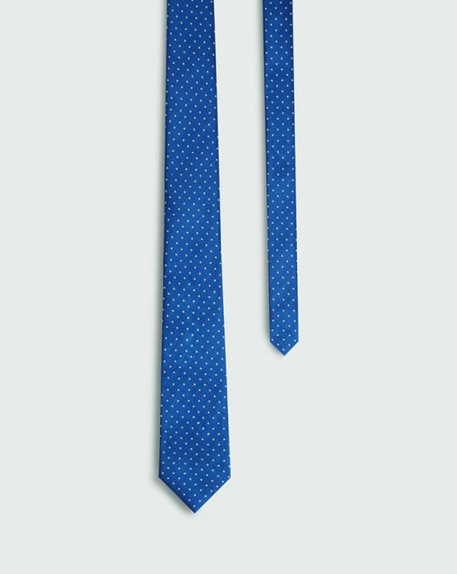 Ink blue polka dot tie