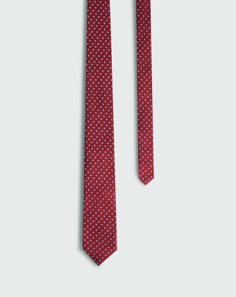 Red and white polka dot tie