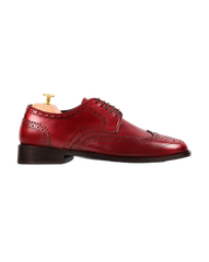 Medallion wingtip derby burgundy crust