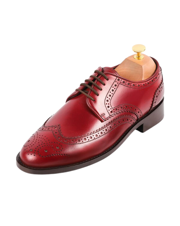 Medallion wingtip derby burgundy crust