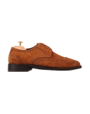 Medallion wingtip derby tan suede